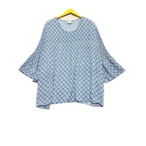 J Jill Womens Artsy Accordion Floral Top Size XL Stretch Tropical Spring Travel